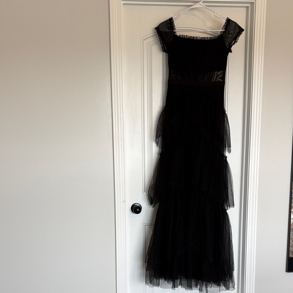 Betsy & Adam Black Layered Maxi Dress